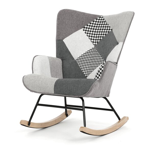Houpací křeslo patchwork černá AK-374 PWBK2
