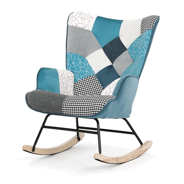 Houpací křeslo patchwork modrá AK-374 PWBL2