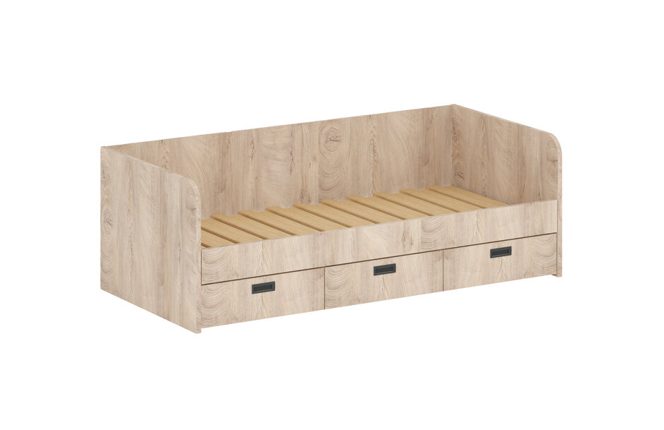Postel s rošty a zásuvkami dub premium AMBER