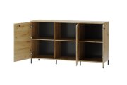 Komoda třídveřová dub artisan/černá mat LUCAS 36