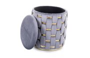 Taburet s úložným prostorem šedý TIARA VELVET