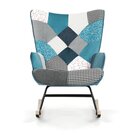 Houpací křeslo patchwork modrá AK-374 PWBL2
