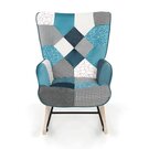 Houpací křeslo patchwork modrá AK-374 PWBL2
