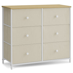 Komoda 6 zásuvek béžová AUK-E1033 WT