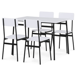 Jídelní set 1+4 židle bílá AUT-O2155 WT