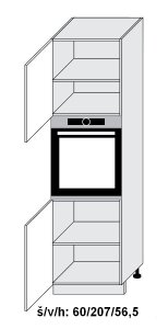 Kuchyňská skříňka dolní vysoká ESSEN WHITE AKRYL LESK D14/RU/60/207-2D - bílá alpská