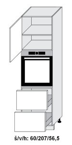 Kuchyňská skříňka dolní vysoká ESSEN WHITE AKRYL LESK D14/RU/60/207-2R 356 - bílá alpská