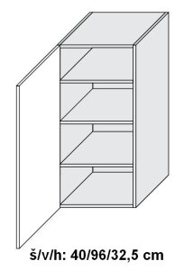 Kuchyňská skříňka horní SILVER+ FRESCO ANTRACIT W4/40 - grey