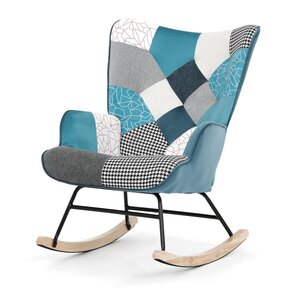 Houpací křeslo patchwork modrá AK-374 PWBL2