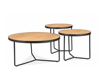 Set konferenčních stolků dub/černá DEMETER