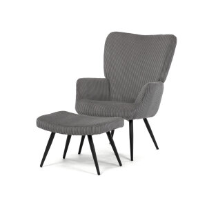 Křeslo s taburetem šedá AK-L7285 GREY6