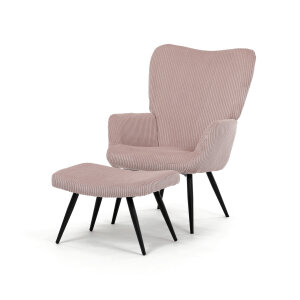 Křeslo s taburetem růžová AK-L7285 PINK6