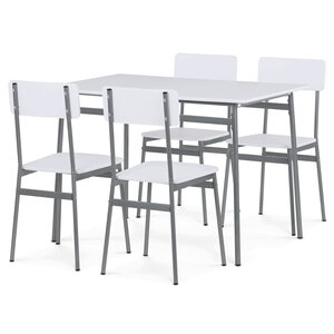 Jídelní set 1+4 židle bílá AUT-O2156 WT